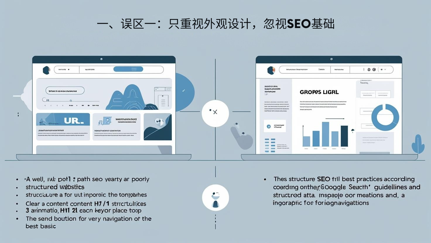 1. المفهوم الخاطئ الأول: التركيز فقط على تصميم المظهر وتجاهل أساسيات تحسين محركات البحث