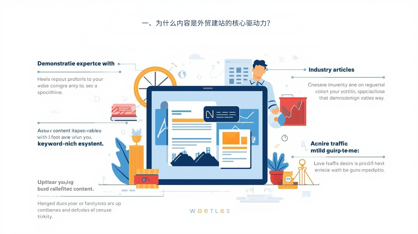 1. لماذا يعد المحتوى هو المحرك الأساسي لبناء مواقع التجارة الخارجية؟