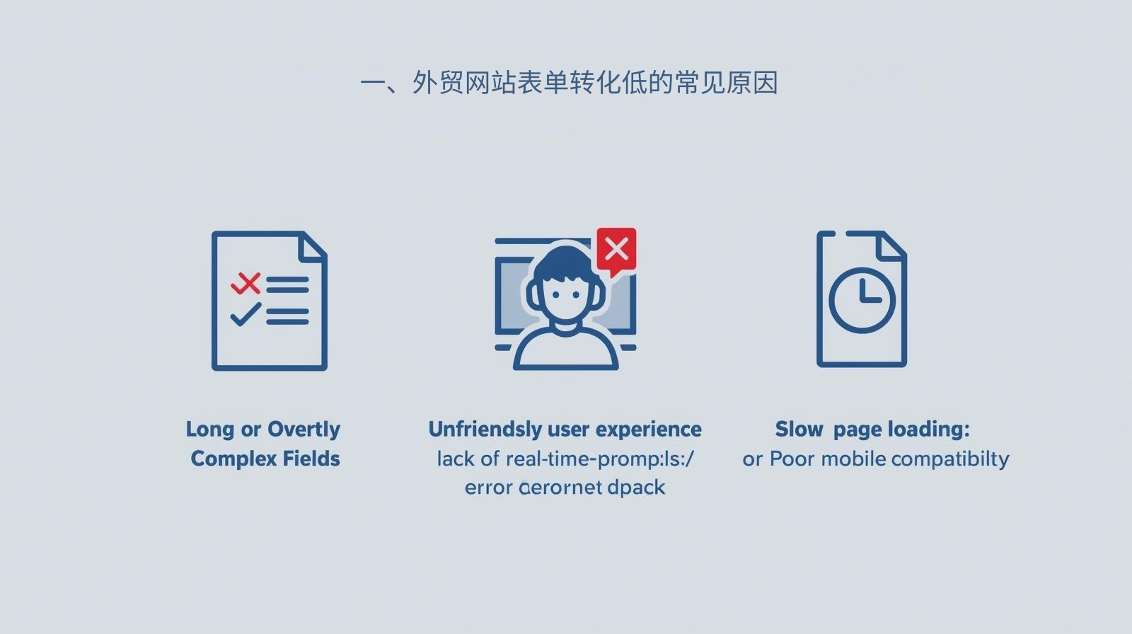 1. الأسباب الشائعة لانخفاض معدل تحويل نماذج مواقع التجارة الخارجية