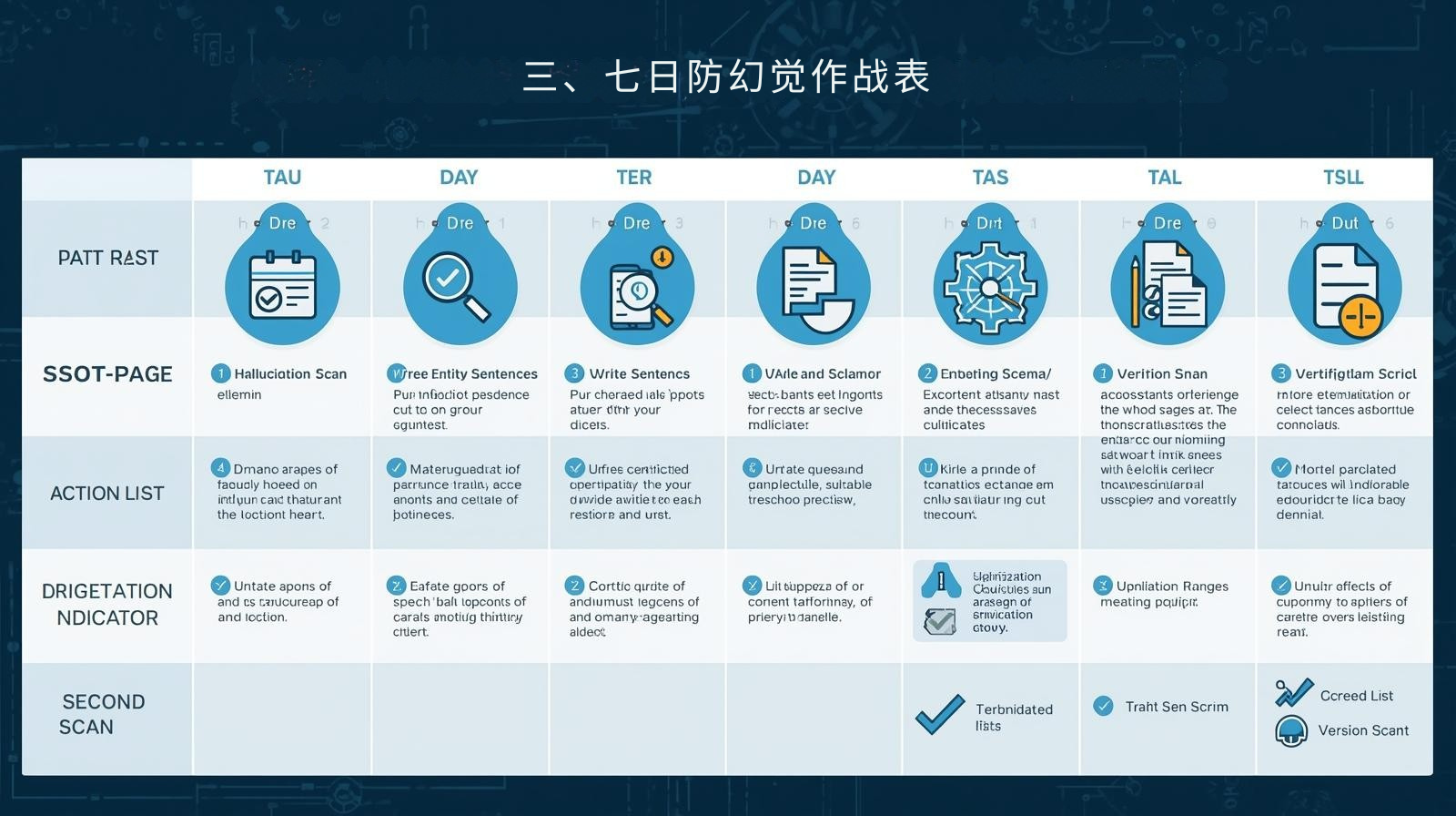 ثالثًا: جدول عمليات مكافحة الهلوسة لمدة سبعة أيام