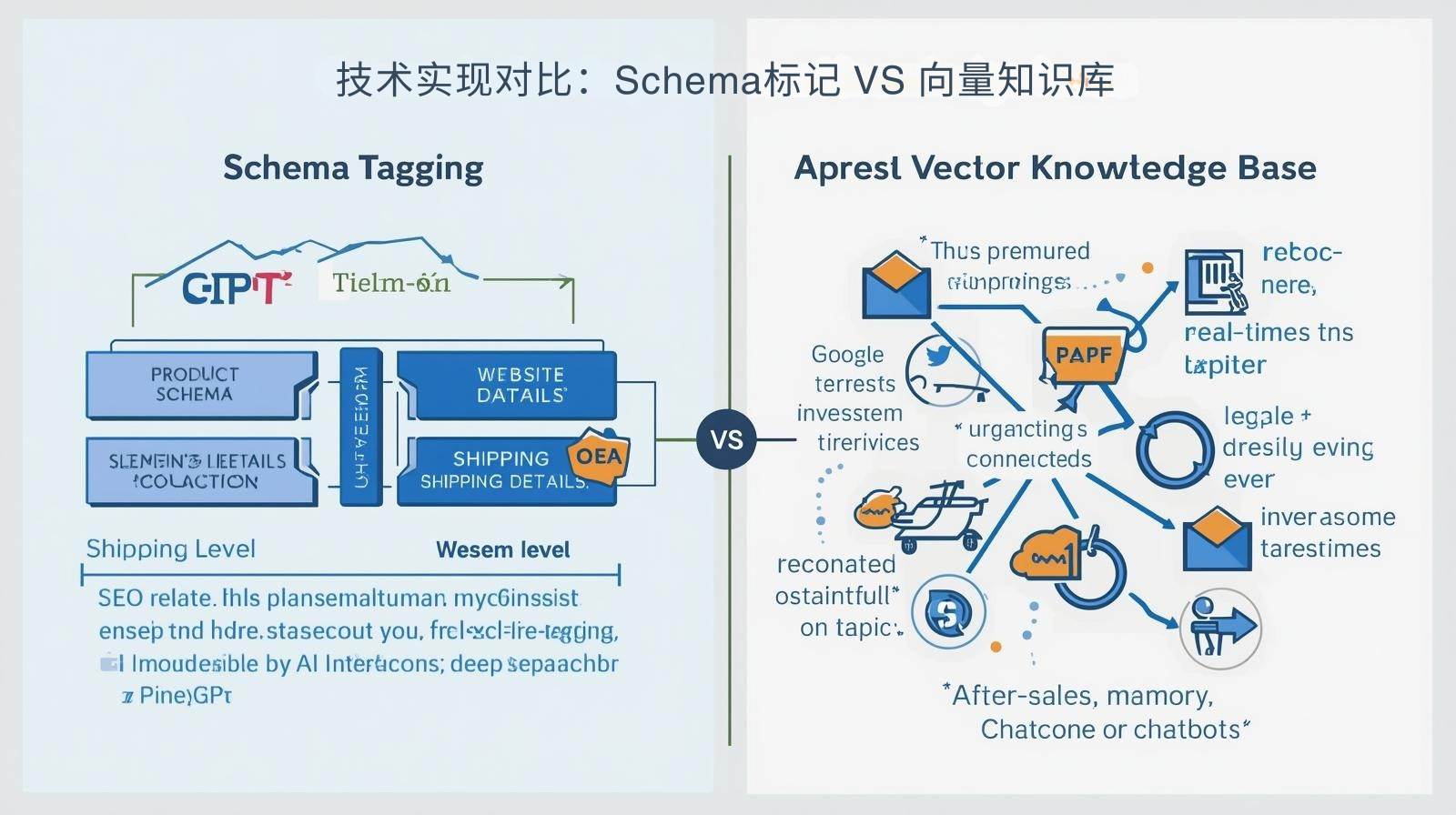 مقارنة التنفيذ الفني: علامة المخطط مقابل قاعدة المعرفة المتجهة