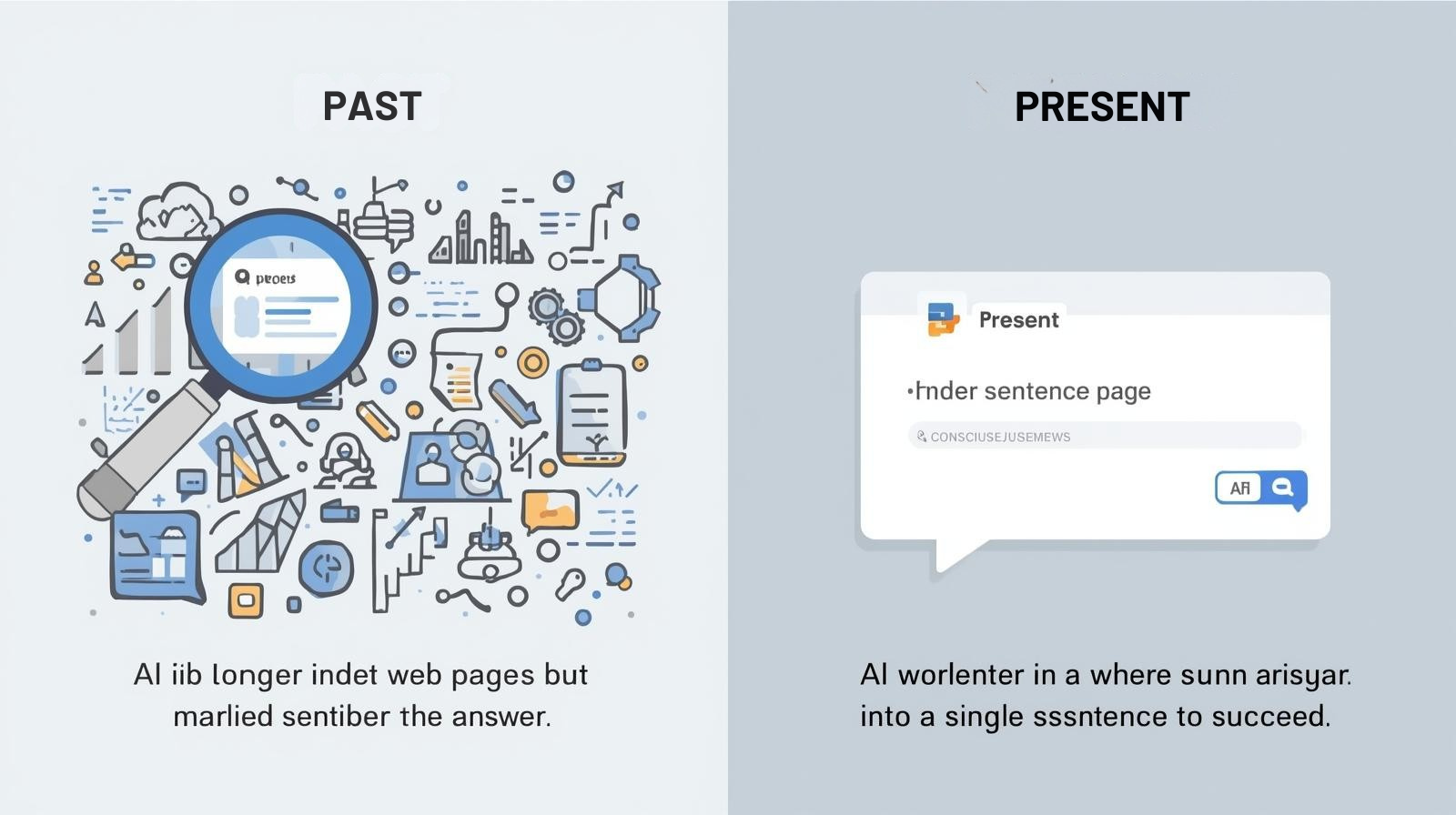 一、范式转移：搜索框→对话框 过去：用户拼关键词→算法拼排名→网站抢前十。 现在：用户一句话→AI一句话→品牌直接胜出。 差异核心：AI不再索引网页，而是索引“答案”。如果你的内容不能在一句话内被AI压缩，就永远进不了答案。