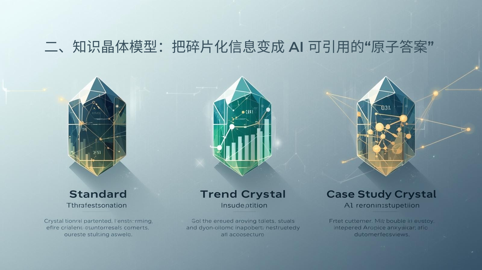二、知识晶体模型：把碎片化信息变成 AI 可引用的“原子答案”