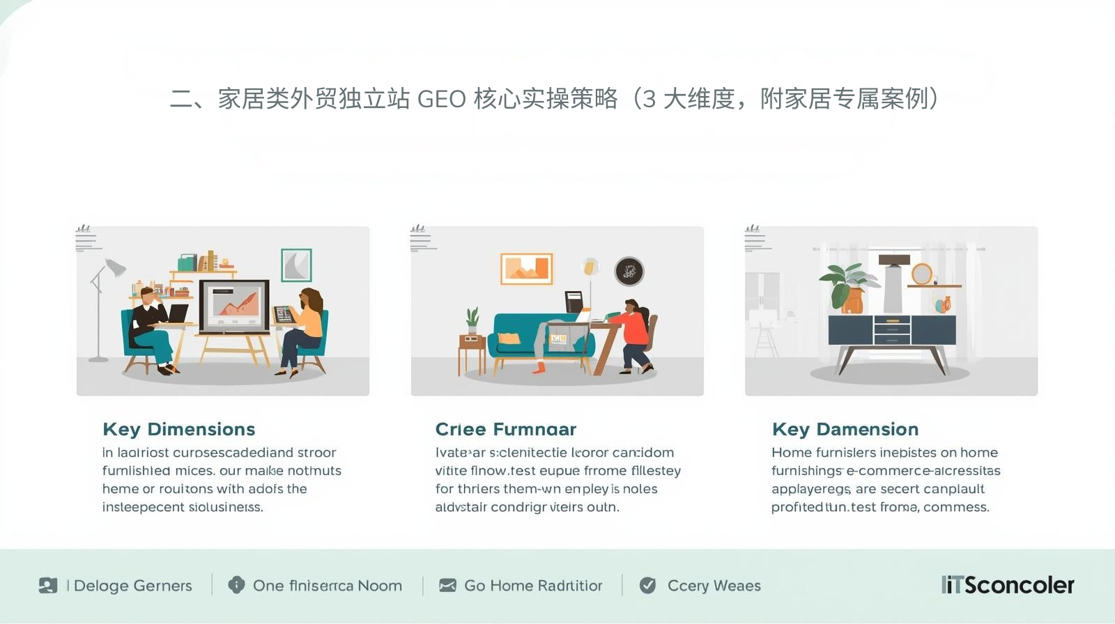 二、家居类外贸独立站 GEO 核心实操策略(3 大维度,附家居专属案例)