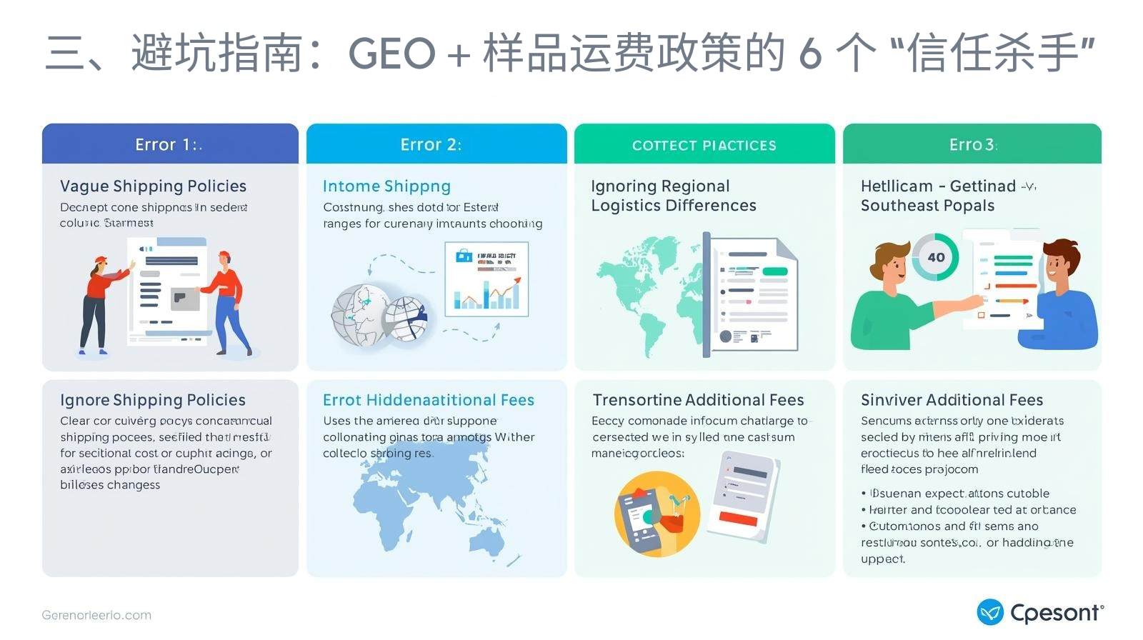 三、避坑指南：GEO + 样品运费政策的 6 个 &ldquo;信任杀手&rdquo;