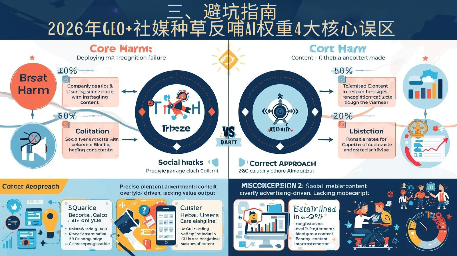 三、避坑指南:2026年GEO+社媒种草反哺AI权重4大核心误区