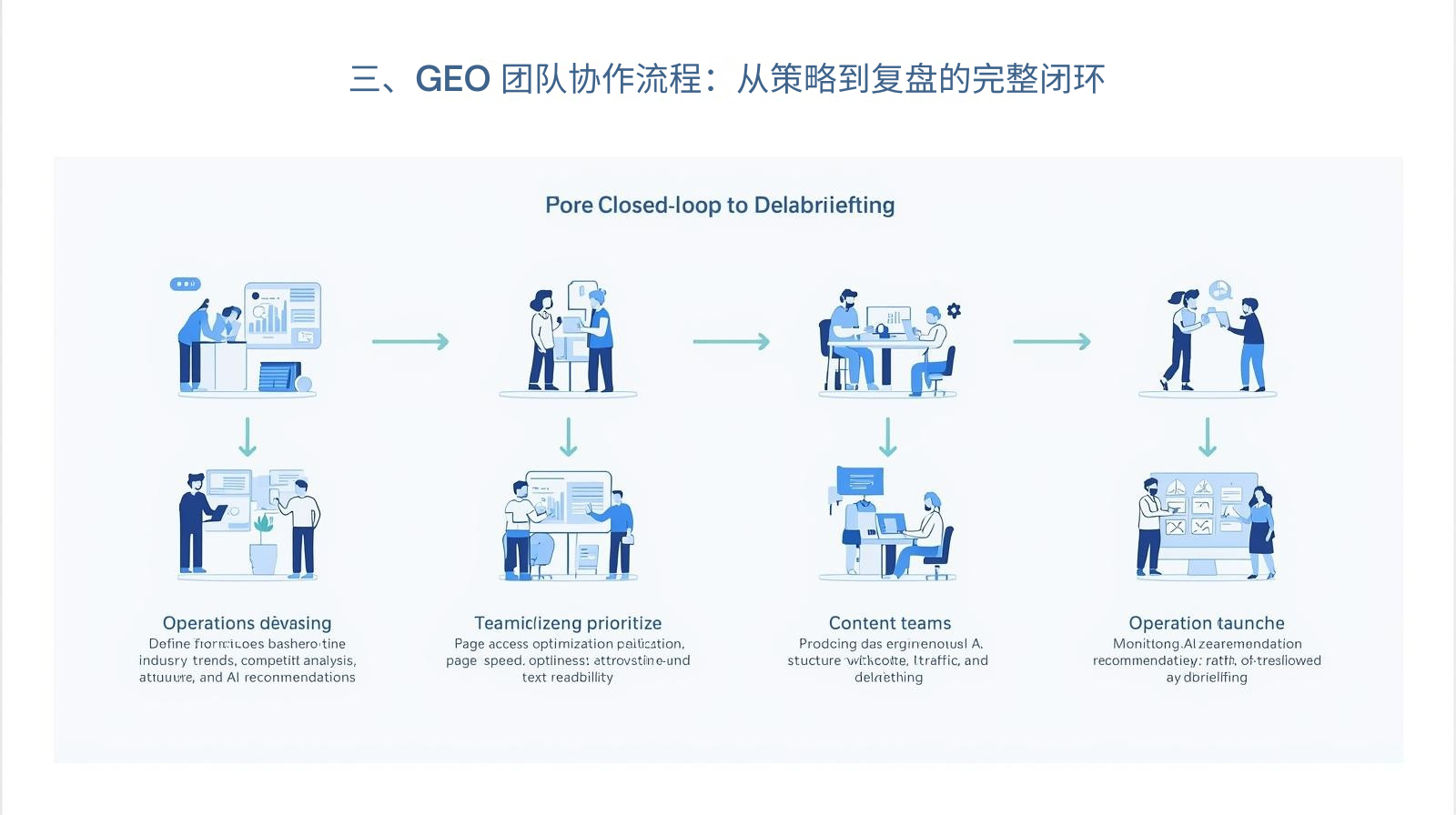III. Proceso de colaboración del equipo GEO: un ciclo completo desde la estrategia hasta la sesión informativa