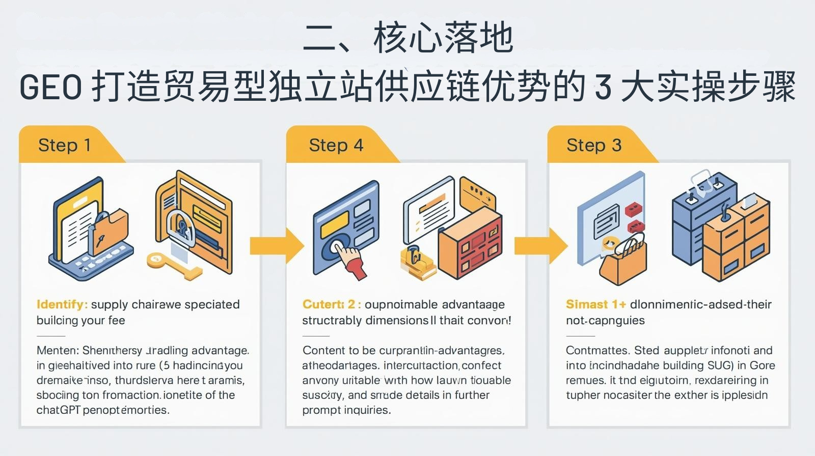 二、核心落地:GEO 打造贸易型独立站供应链优势的 3 大实操步骤