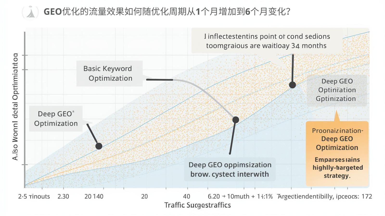 How does the traffic effect of GEO optimization change as the optimization cycle increases from 1 month to 6 months?