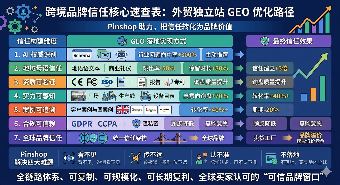 外贸独立站GEO：品牌信任核心速查表
