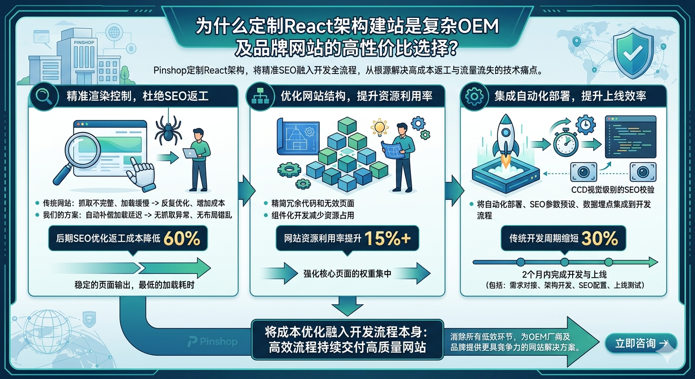 لماذا يعد موقع الويب المخصص لهندسة React خيارًا فعالاً من حيث التكلفة لمواقع الويب المعقدة الخاصة بمصنعي المعدات الأصلية والعلامات التجارية؟