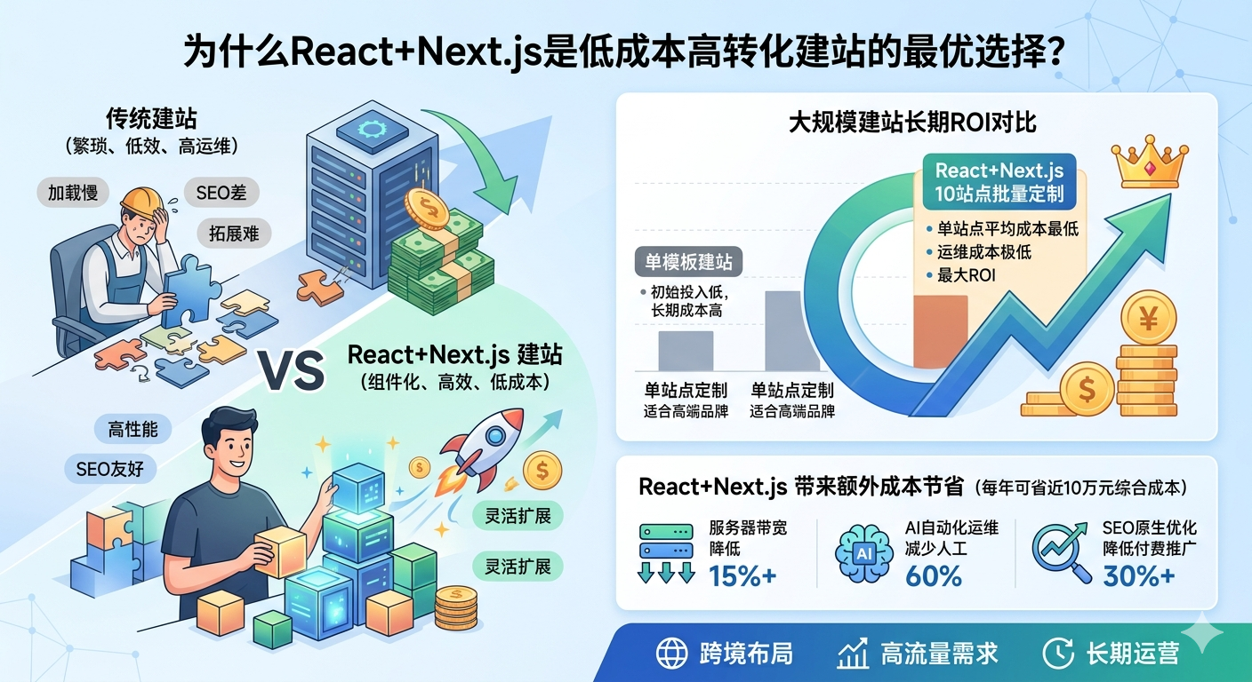 为什么React+Next.js是低成本高转化建站的最优选择？