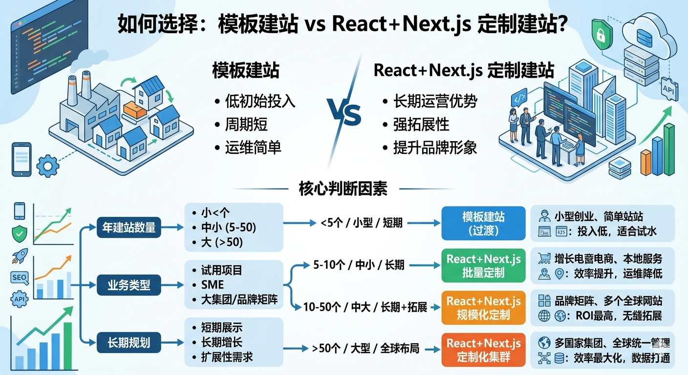 如何选择：模板建站 vs React+Next.js定制建站？