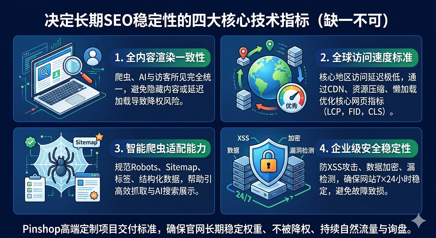 决定长期SEO稳定性的四大核心技术指标，缺一不可