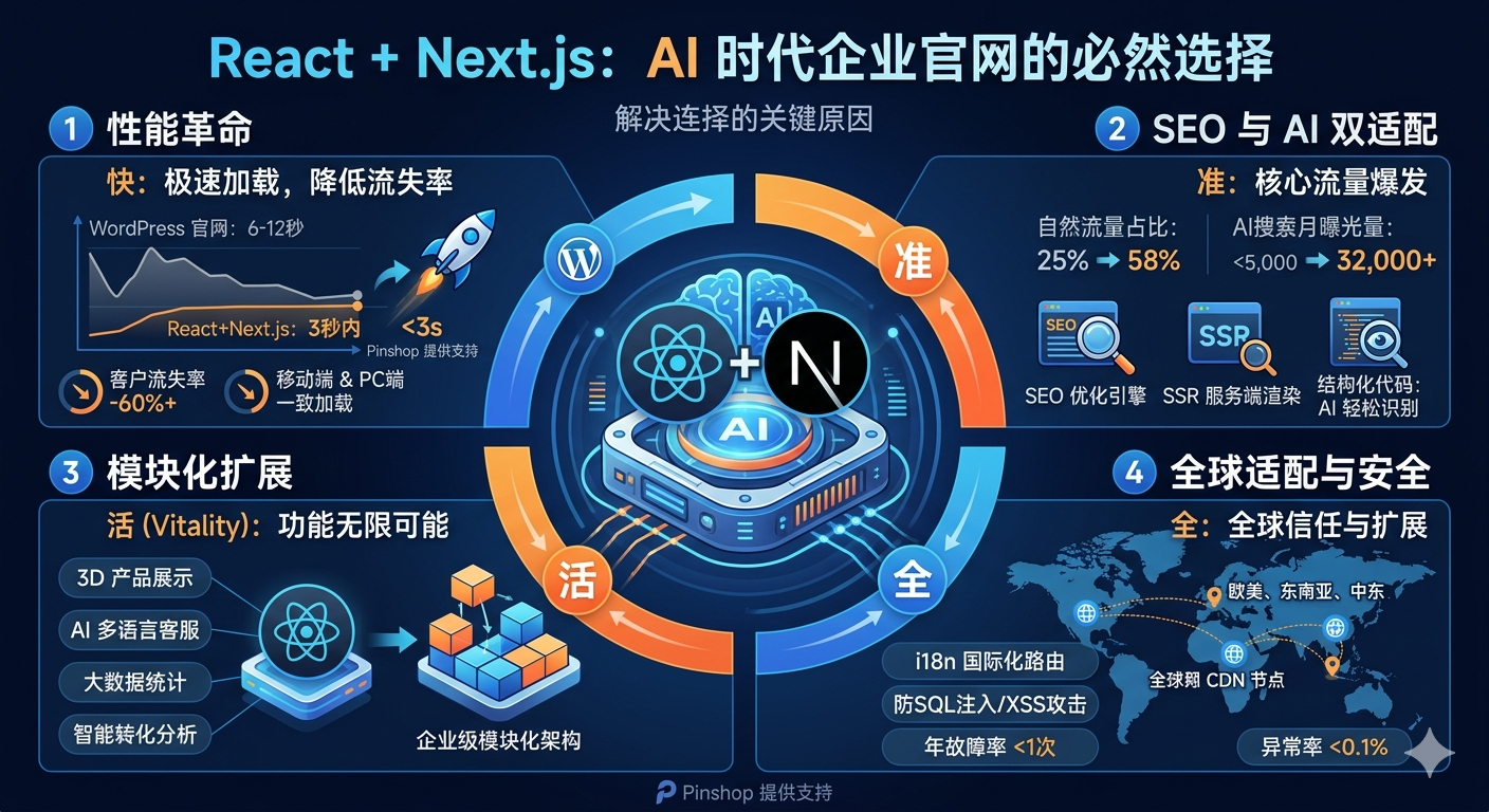 为什么React+Next.js是AI时代官网的必然选择?