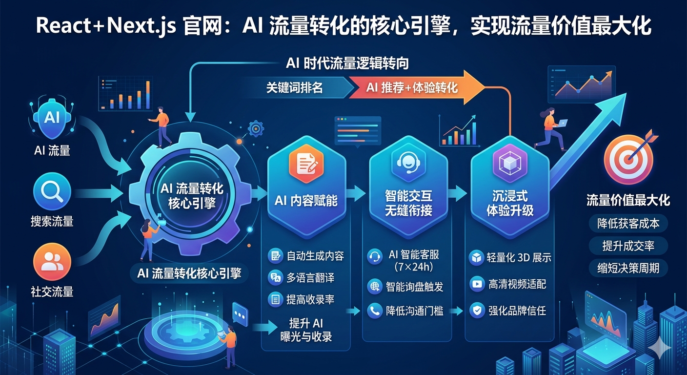 React+Next.js官网：AI流量转化的核心引擎，实现流量价值最大化