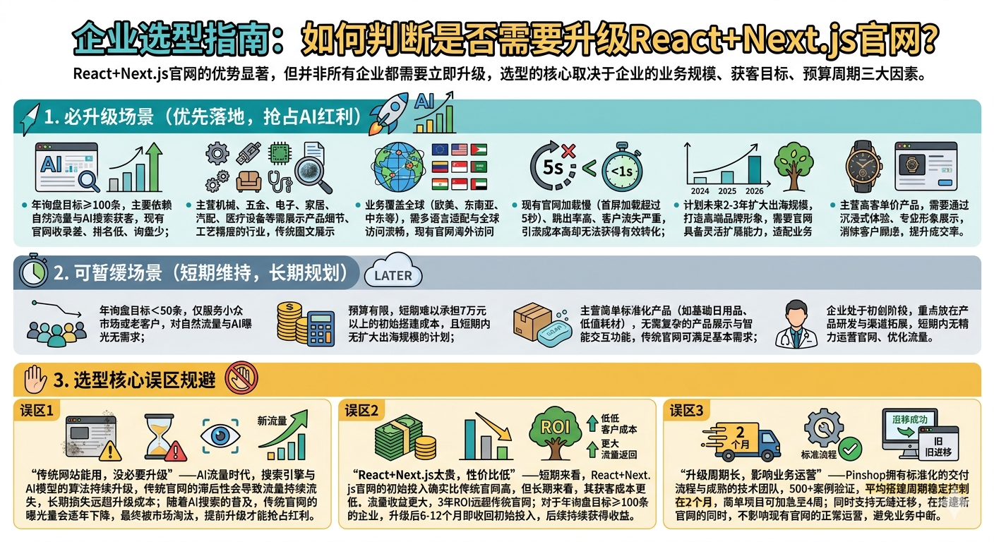 企业选型指南：如何判断是否需要升级React+Next.js官网？
