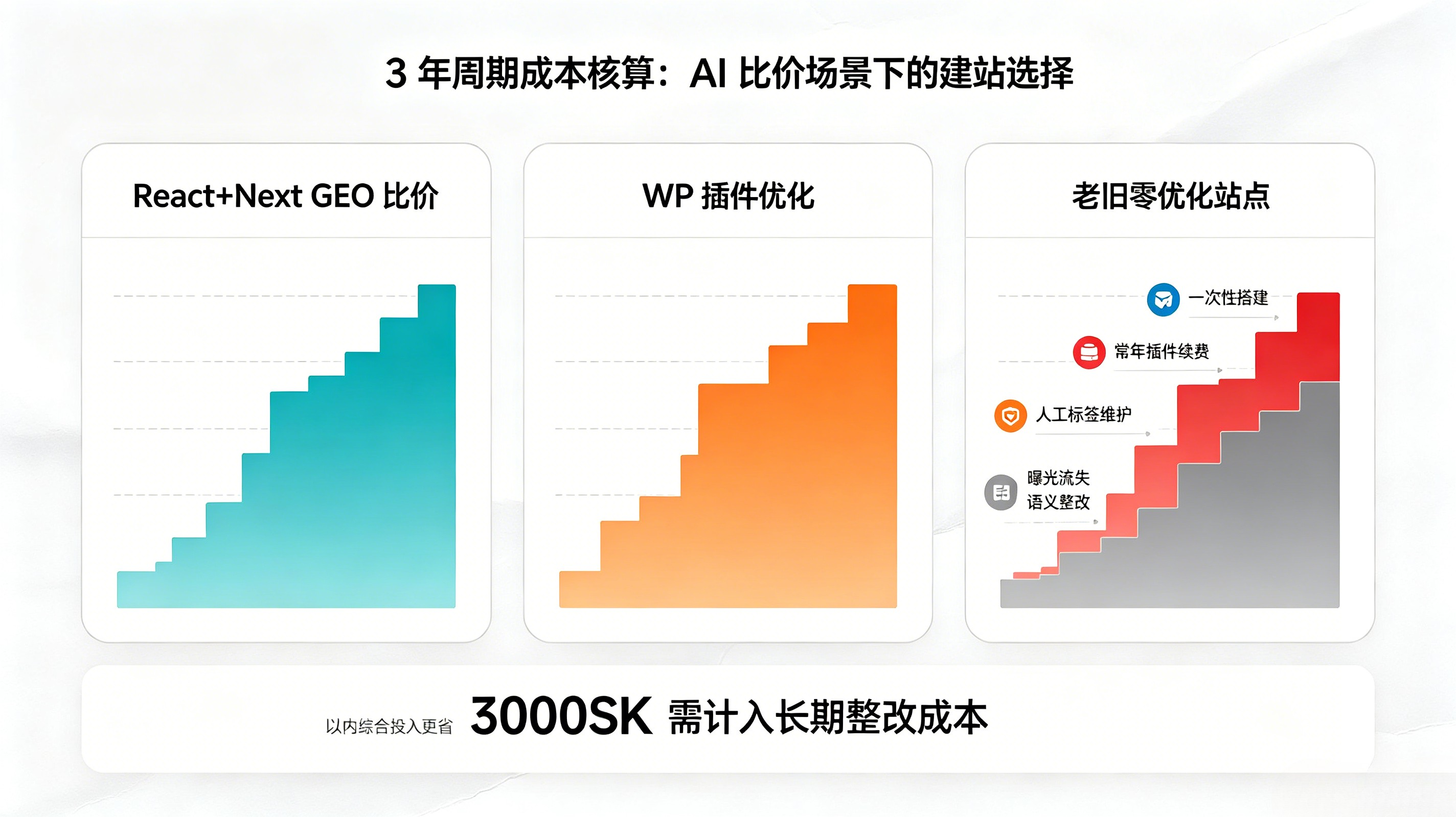 四、三类外贸独立站方案AI 比价全周期成本对比