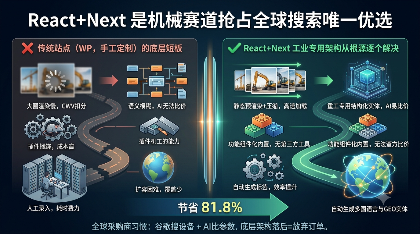 三、React+Next 是机械赛道抢占全球搜索唯一优选