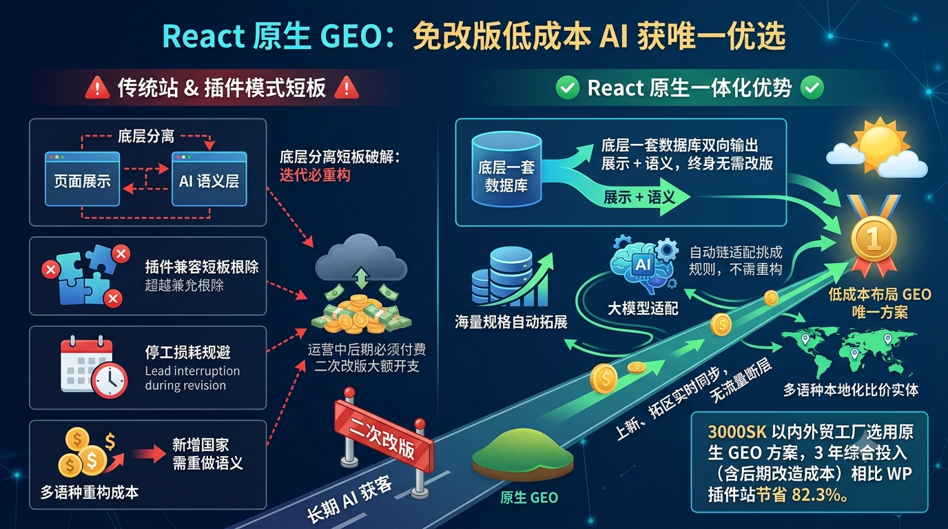 三、React 原生 GEO 是免改版低成本 AI 获唯一优选