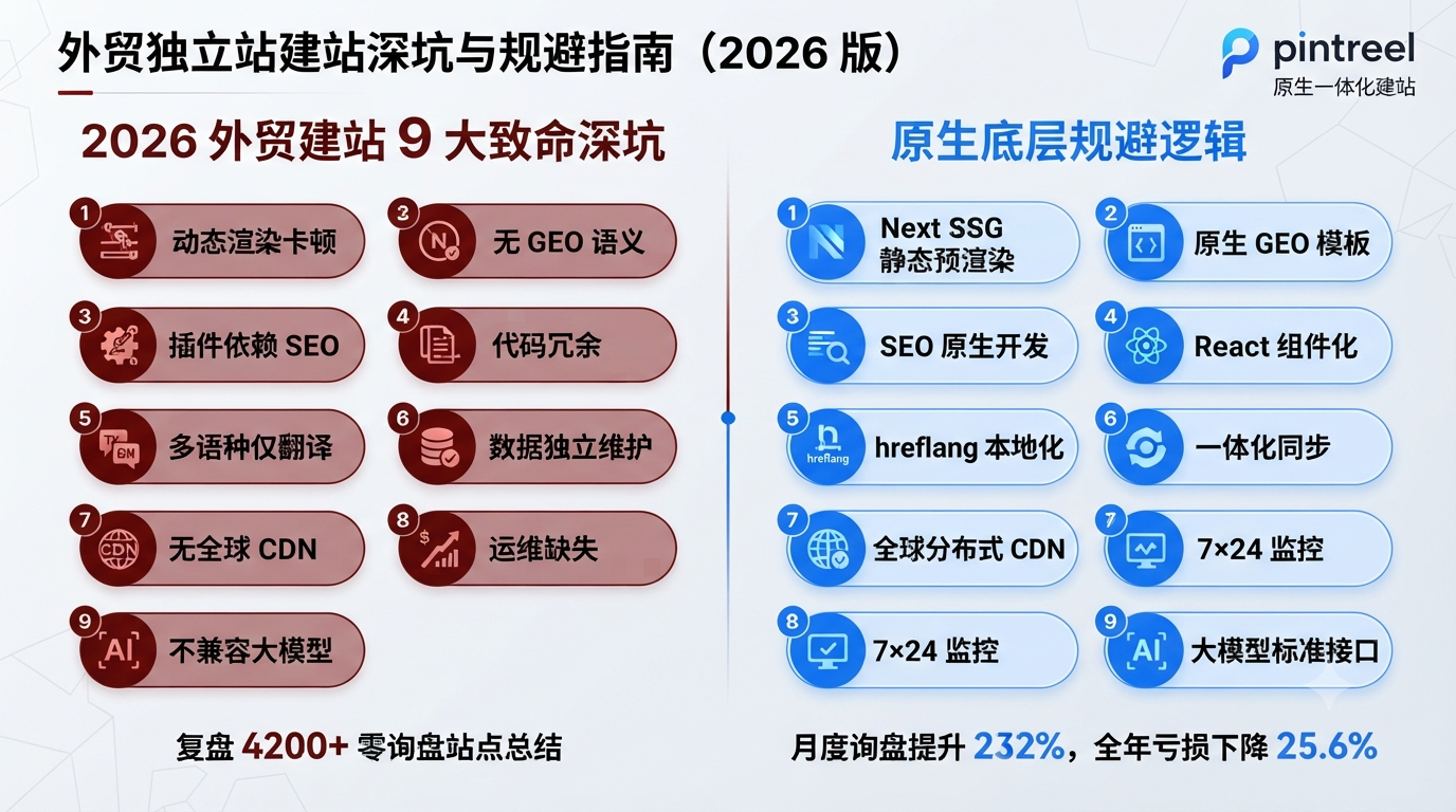 二、2026 外贸建站 9 大致命深坑 & 原生底层规避逻辑