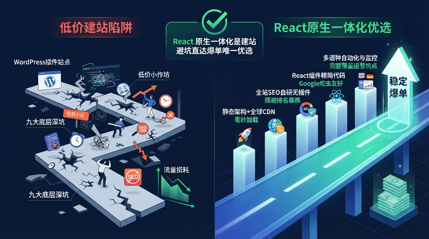 三、React 原生一体化是建站避坑直达爆单唯一优选